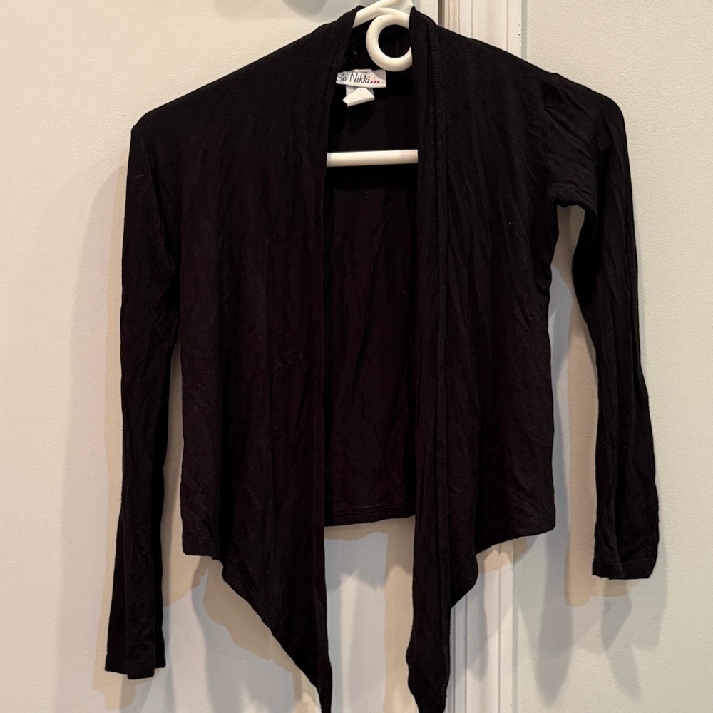 So Nikki Black Cardigan/ wrap. Size Small (7/8)